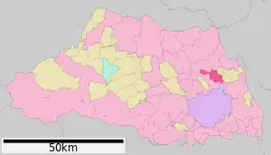 Lage Shiraokas in der Präfektur