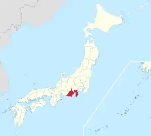 Lage der Präfektur Shizuoka in Japan