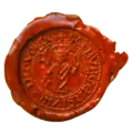 Siegel des Fleckens Bremervörde (in der Mitte der heilige Liborius), um das 14. Jahrhundert