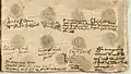 Siegel von Mitgliedern der Familie auf einer Urkunde aus dem Jahr 1608
