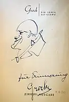 Signatur von Grock in seinem Buch «ein Leben als Clown»
