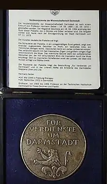 Silberne Verdienstplakette der Stadt Darmstadt