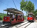 Triebwagen 6 und 1 in der Ausweiche Galamares