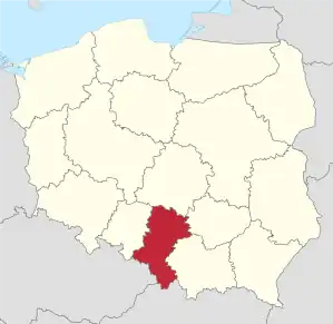 Lage der Woiwodschaft Schlesien in Polen