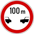 Mindestabstand zum vorausfahrenden Fahrzeug 100 m
