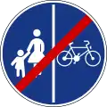 getrennter Fahrrad- und Fußgängerweg Ende