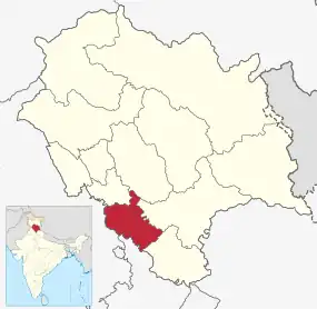 Positionskarte des Distrikts Solan