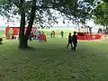 Spielmobil beim Spielplatz während des Solitüdefestes