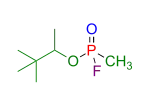 Soman (vereinfachte Strukturformel ohne Berücksichtigung der  Stereochemie am Phosphoratom)
