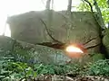 "Thors Hammer I." in Wehrsdorf mit Sonne zur Tagundnachtgleiche