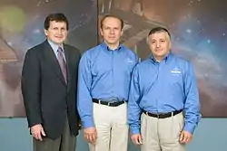 v. l. n. r. Charles Simonyi, Oleg Kotow und Fjodor Jurtschichin