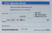 Ausweiskarte, Mitte der 1990er Jahre