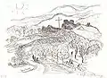 Blick auf Spielburg, Zeichnung von Margret Hofheinz-Döring