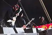Gitarrist Michael Amott, Bassist Sharlee D’Angelo und Keyboarder Per Wiberg auf dem Rockharz 2016