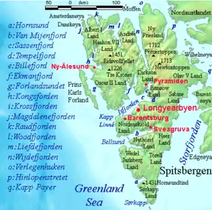 Karte von Meeresarmen Spitzbergens