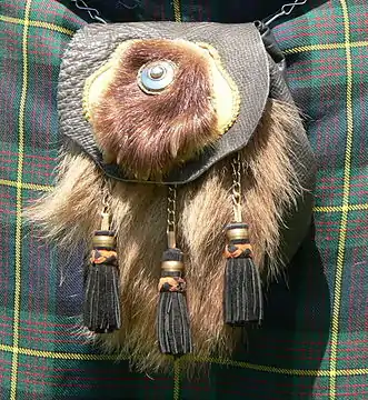 Ein Sporran, pelzbesetzte Tasche der schottischen Männertracht