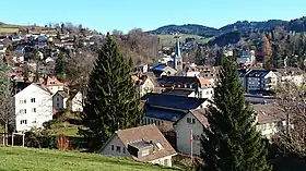Blick auf St. Georgen in Richtung Osten (2016) mit dem Steinachtal im Hintergrund