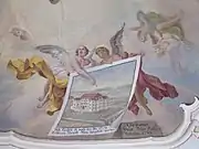 Deckenmalerei im Langhaus mit der Signatur: „Christianus Wink Pictor Aulicus Monachii 1783“