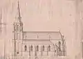 Seitenansicht zum Neubau der Kirche, ausgeführter Entwurf III, 1867