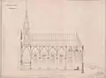 Längsschnitt zum Neubau der Kirche, Entwurf II, November 1857