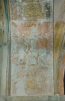 Wandmalerei aus dem 15. Jahrhundert vor der Restaurierung
