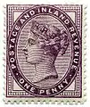 „Penny Lilac“ aus dem Jahr 1881; 16 Punkte in jeder Ecke.