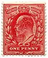 1d-Briefmarke mit Eduard VII. aus dem Jahr 1902.