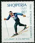 Albanische Briefmarke zum Langlauf bei den Spielen von&nbsp;Grenoble