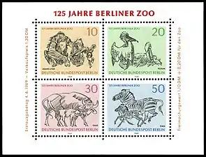 125 Jahre Berliner Zoo: Briefmarken­block aus dem Jahr 1969