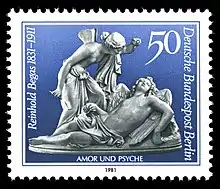 Amor und Psyche (1857), auf einer deutschen Briefmarke 1981