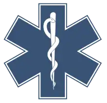 Dreibalken- / Hagalkreuz (Andreaskreuz, belegt mit Pfahl), Symbol von Star of Life