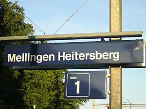 Stationsschild Mellingen Heitersberg