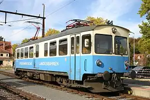 Elektrotriebwagen „ET&nbsp;1“ der Landesbahn Feldbach – Bad Gleichenberg im Bahnhof Bad Gleichenberg