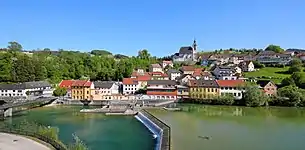 Ortszentrum von Untergrünburg aus gesehen.