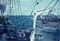 Steuerstand und Backbordkutter der Gorch Fock im Atlantik (1968)