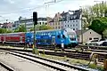 Steuerwagen im Bahnland Bayern-Design in der Abstellung am Ostbahnhof im April 2019