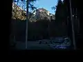 Der schroffe Talschluss des Grubser Tobels mit dem Stierkopf in der Mitte (Blick von der Hellwaldhütte)