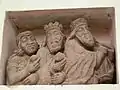 Kreuzgang. Romanische Darstellung der Heiligen Drei Könige