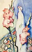 Stilleven met Chinese sculptuur en bloemen, 1925