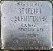 Stolperstein für Benedikt Schmittmann (Uni-Vorplatz)