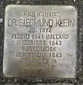 Stolperstein für Siegmund Klein (Blumenthalstraße 23)