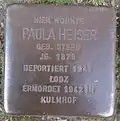 Stolperstein für Paula Heiser (Herwarthstraße 3)