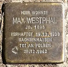 Stolperstein für Max&nbsp;Westphal