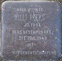 Stolperstein für Willi Reeks
