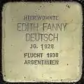 Stolperstein für Edith Fanny Deutsch (Roonstraße 52)
