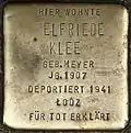 Stolperstein für Elfriede Klee (Weyerstraße 122)
