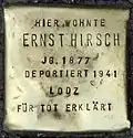 Stolperstein für Ernst Hirsch (Aachener Straße 28)