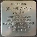 Stolperstein für Fritz Falk (Vogelsanger Straße 1)