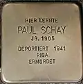 Stolperstein für Paul Schay (Vogelsanger Straße 1)