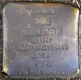 Stolperstein für Hans Aronsheim (Zwirner Straße 33)